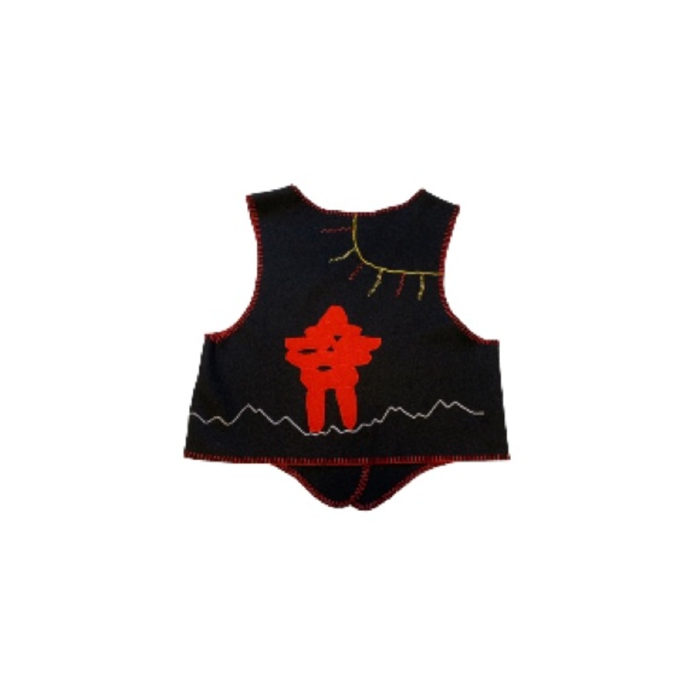 Vintage Inuit Black and Red Wool Vest - Women’s Size Medium